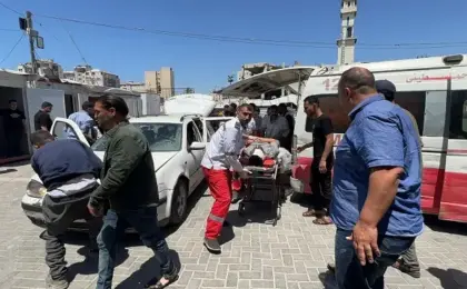استشهاد مسعف وإصابة عدد من الفلسطينيين فى قصف إسرائيلى جنوب قطاع غزة