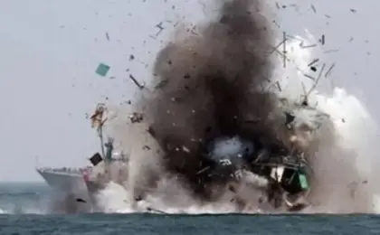 البحرية اليمنية تدمر زورقين حوثيين حاولا استهداف الفجرة وميناء المخا