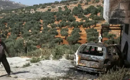 مستوطنون يهاجمون منازل الفلسطينيين ويضرمون النار فى أراض بقرية برقا شرق رام الله